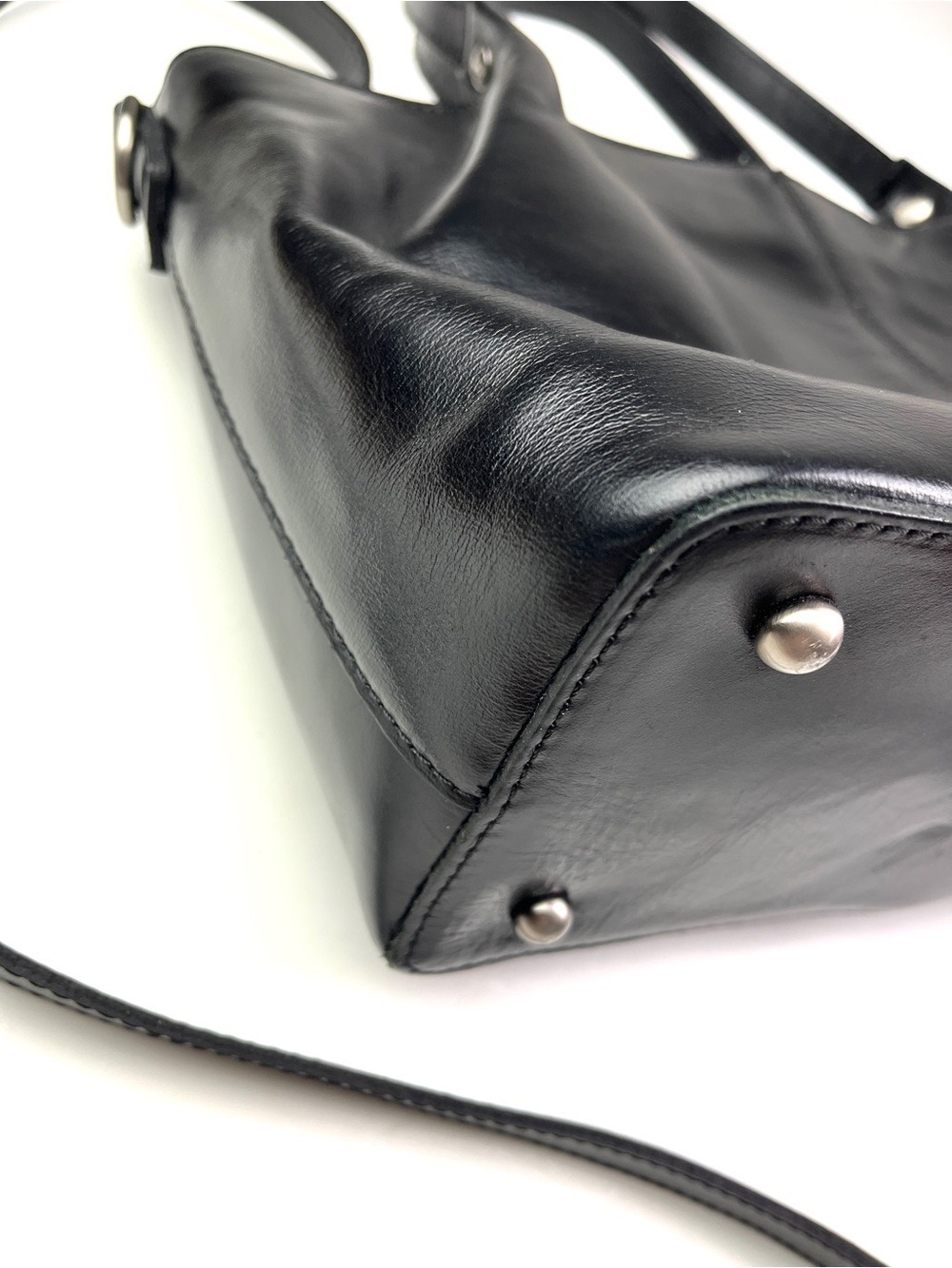 New Patricia Nash Argenta Black Leather Satchel Crossbody Strap - Picture 4 of 9